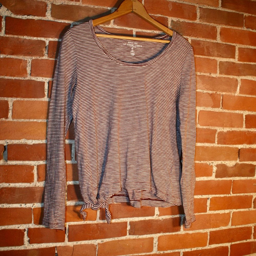 GAP Striped Easy Tee Side Tie 100% Cotton Blouse - Picture 2 of 6